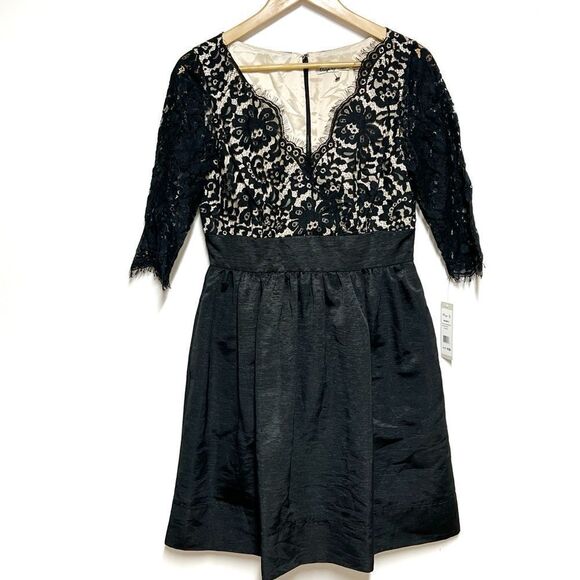 NWT ELIZA J BLACK SCALLOPED LACE BODICE DRESS SIZE 10 - Picture 8 of 11